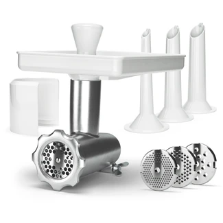 Meat Grinder, 3 Extra Grinding Discs and Sausage Horns