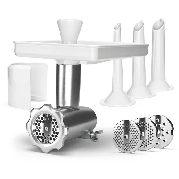 Meat Grinder, 3 Extra Grinding Discs and Sausage Horns