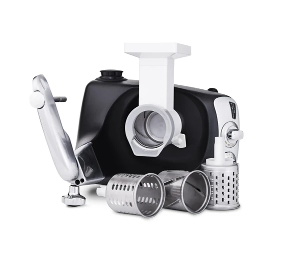 Ankarsrum Assistent Original with the Vegetable Cutter attached.