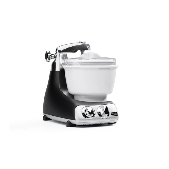 Ankarsrum Assistent Original with the Ice Cream Maker attached.