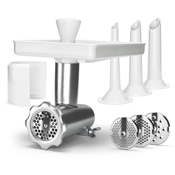 Meat Grinder, 3 Extra Grinding Discs and Sausage Horns