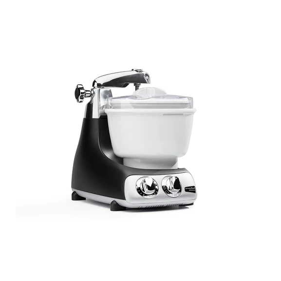 Ankarsrum Assistent Original with the Ice Cream Maker attached.